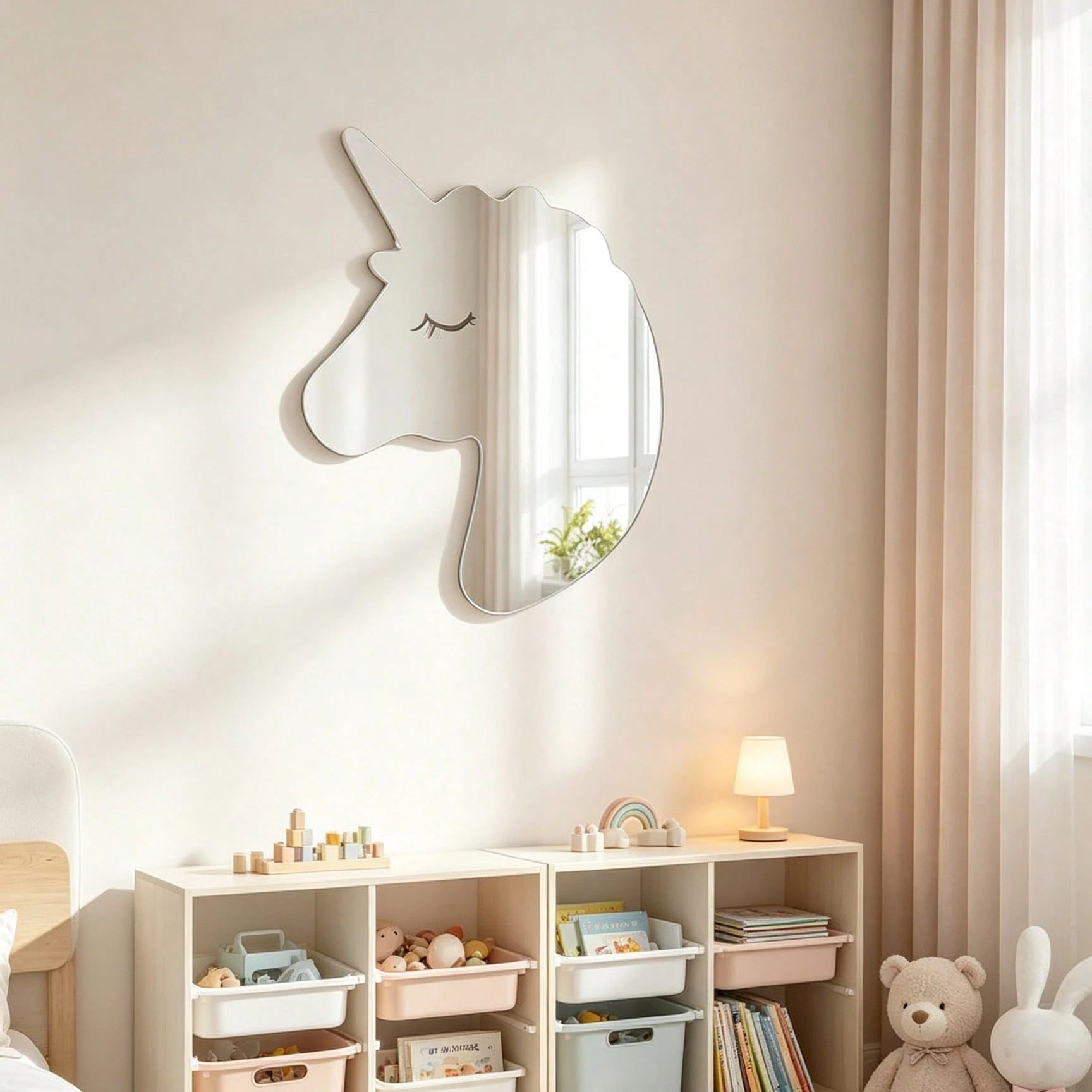 1PC Modern-Style Exquisite Unicorn-Patterned Decorative Mirror Sticker, Acrylic Mirror Wall Decal, Wall Art, Wall Decal Home Decor Bedroom Accessories