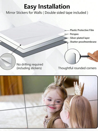1PC Modern-Style Exquisite Unicorn-Patterned Decorative Mirror Sticker, Acrylic Mirror Wall Decal, Wall Art, Wall Decal Home Decor Bedroom Accessories