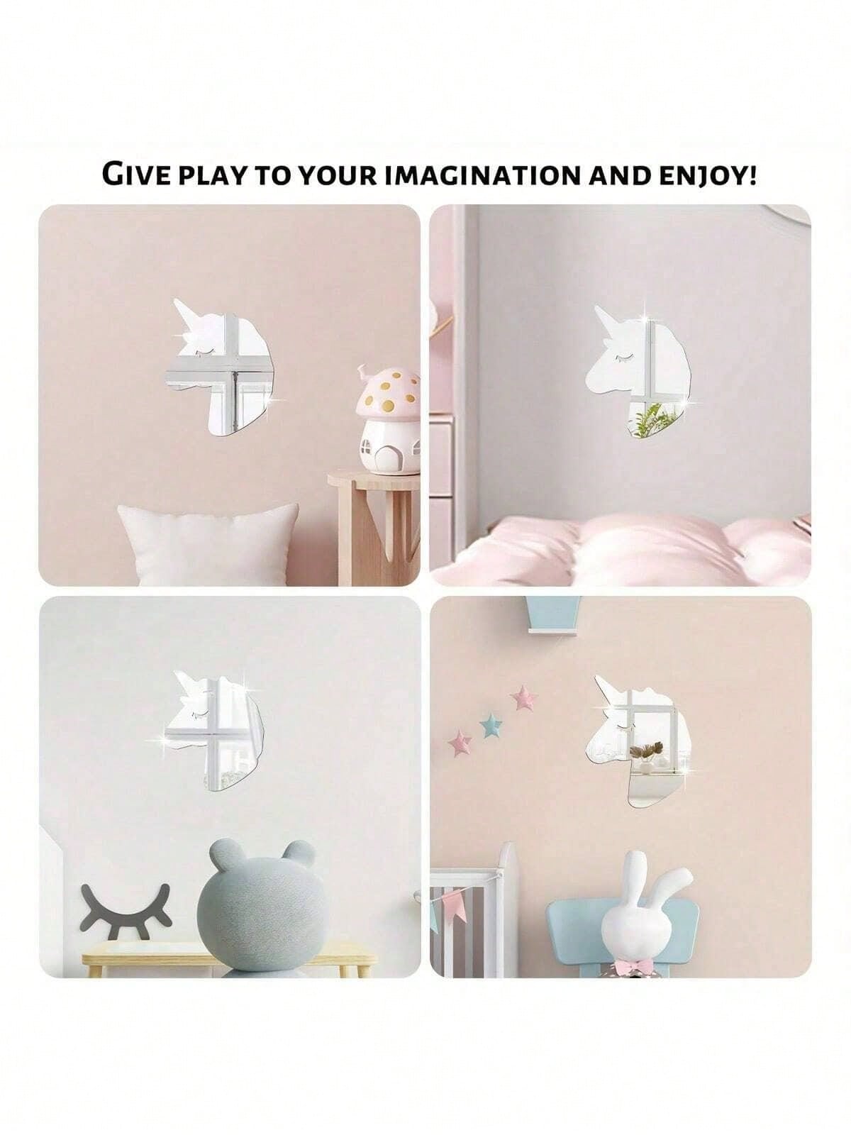 1PC Modern-Style Exquisite Unicorn-Patterned Decorative Mirror Sticker, Acrylic Mirror Wall Decal, Wall Art, Wall Decal Home Decor Bedroom Accessories