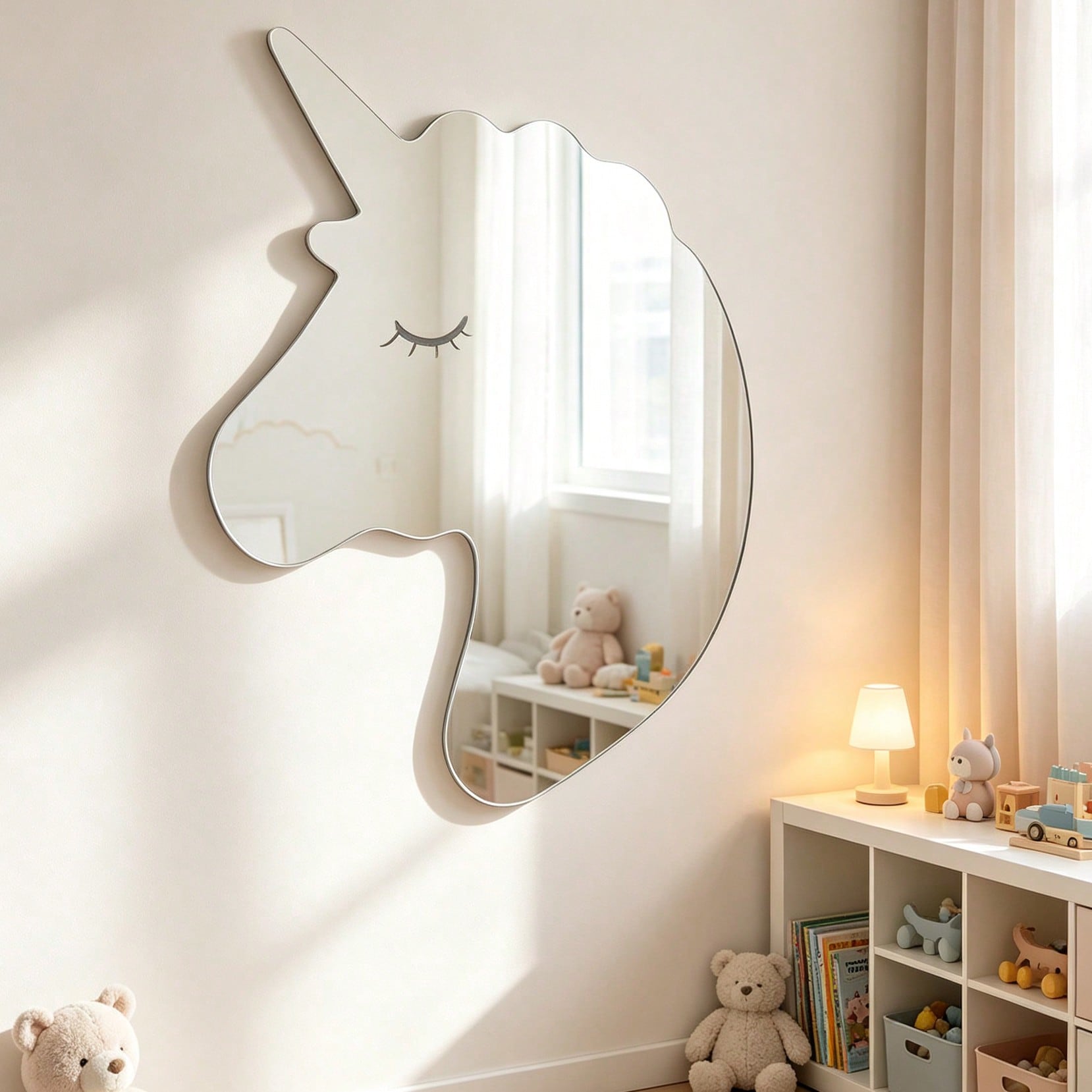 1PC Modern-Style Exquisite Unicorn-Patterned Decorative Mirror Sticker, Acrylic Mirror Wall Decal, Wall Art, Wall Decal Home Decor Bedroom Accessories