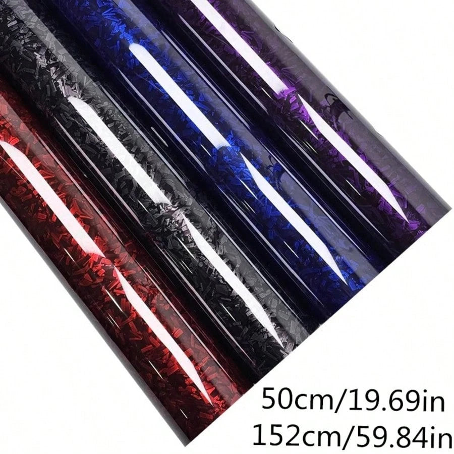 1pc Multi-Color Forged Carbon Fiber PET Vinyl Wrap Film For Car, Black, Red, Blue, Purple, Green, Yellow, Rainbow Laser Silver, Color-Changing Film For Car Interior Center Console, Motorcycle Color Ch