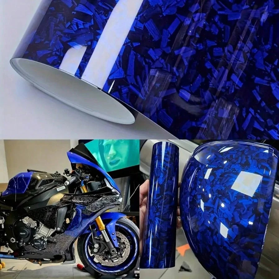 1pc Multi-Color Forged Carbon Fiber PET Vinyl Wrap Film For Car, Black, Red, Blue, Purple, Green, Yellow, Rainbow Laser Silver, Color-Changing Film For Car Interior Center Console, Motorcycle Color Ch