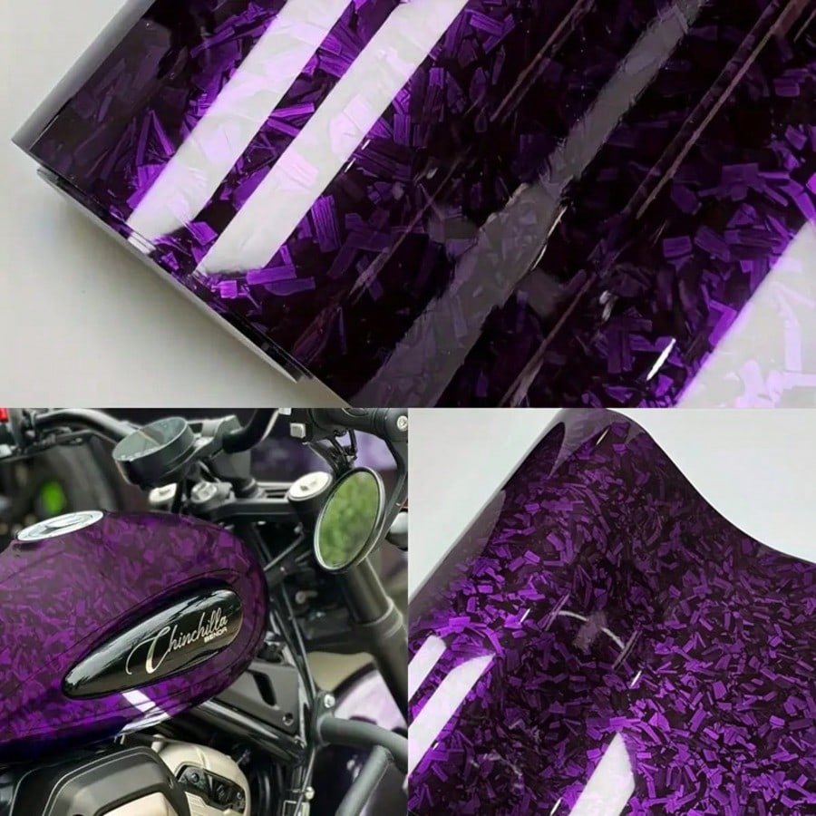 1pc Multi-Color Forged Carbon Fiber PET Vinyl Wrap Film For Car, Black, Red, Blue, Purple, Green, Yellow, Rainbow Laser Silver, Color-Changing Film For Car Interior Center Console, Motorcycle Color Ch