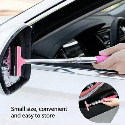 1pc Multi-Color Multi-Function Car Rearview Mirror Glass Cleaner, With Defogging And Scraping Functions