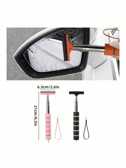 1pc Multi-Color Multi-Function Car Rearview Mirror Glass Cleaner, With Defogging And Scraping Functions