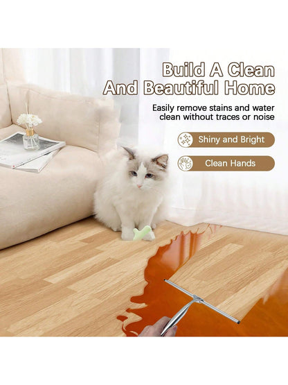 1pc Multi-Purpose Stainless Steel Shower Squeegee, Suitable For Shower Glass Doors, With Adhesive Hook, Bathroom Cleaning Tool, Home Window Mirror Squeegee, Cleaning Tile Walls, Cars, 10 Inch Home Bat