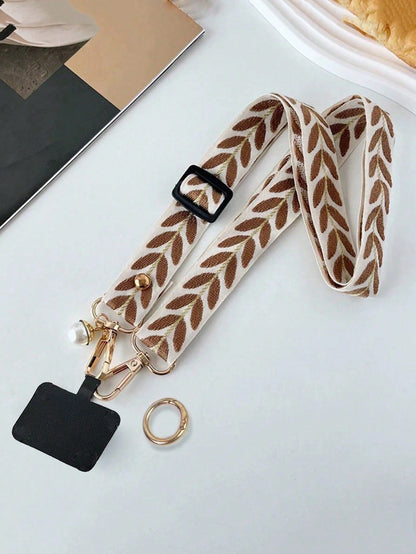1pc Multifunctional Adjustable Long Strap Phone Lanyard, Faux Pearl Pendant, Shoulder Crossbody & Halter Gifts For Mother, Family, Friends, Birthday, Holiday Phone Charm, Phone Chain