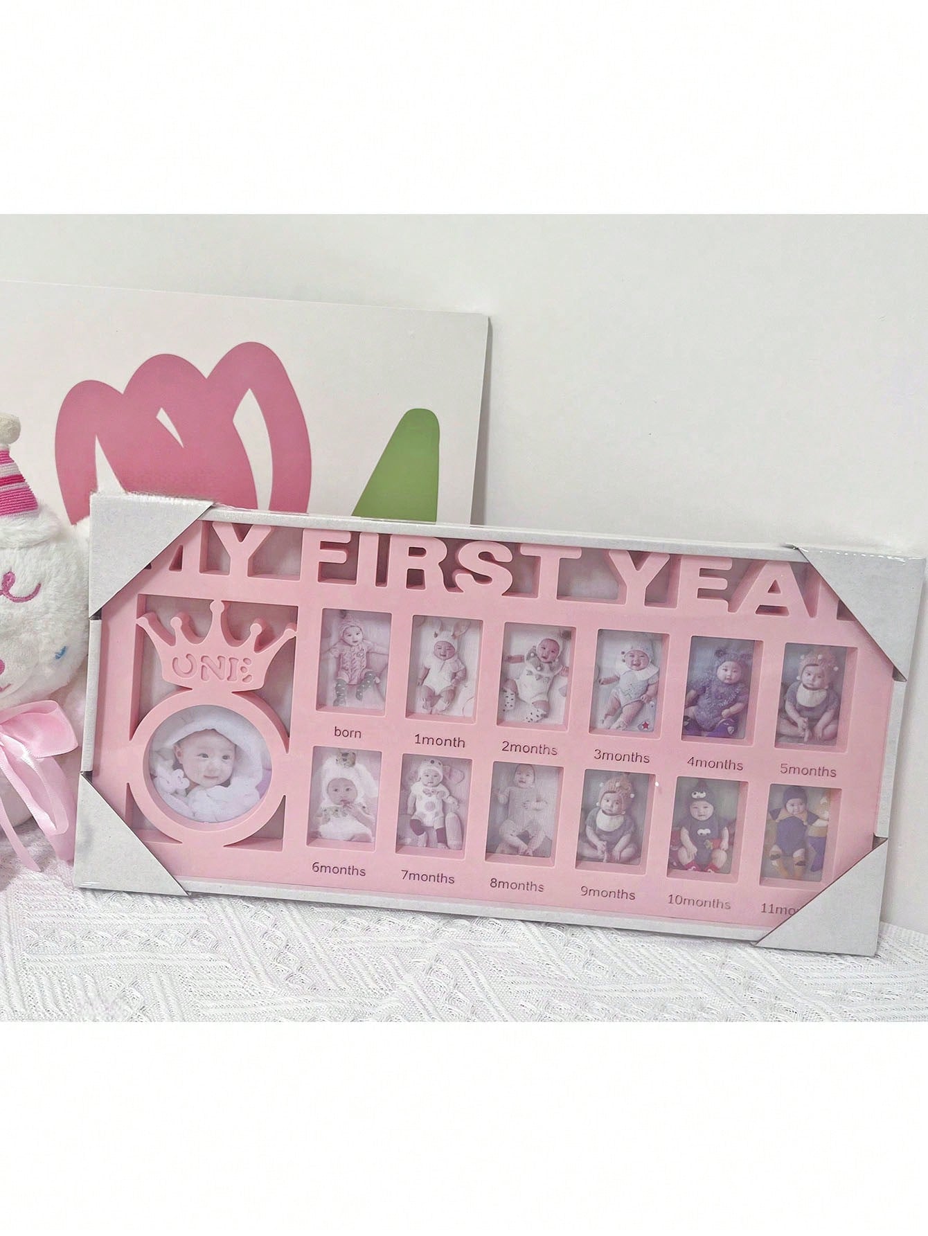 1pc MY FIRST YEAR Baby Growth Portrait Photo Frame, Wall-Mounted & Tabletop Memorial Frame