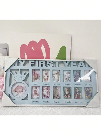 1pc MY FIRST YEAR Baby Growth Portrait Photo Frame, Wall-Mounted & Tabletop Memorial Frame