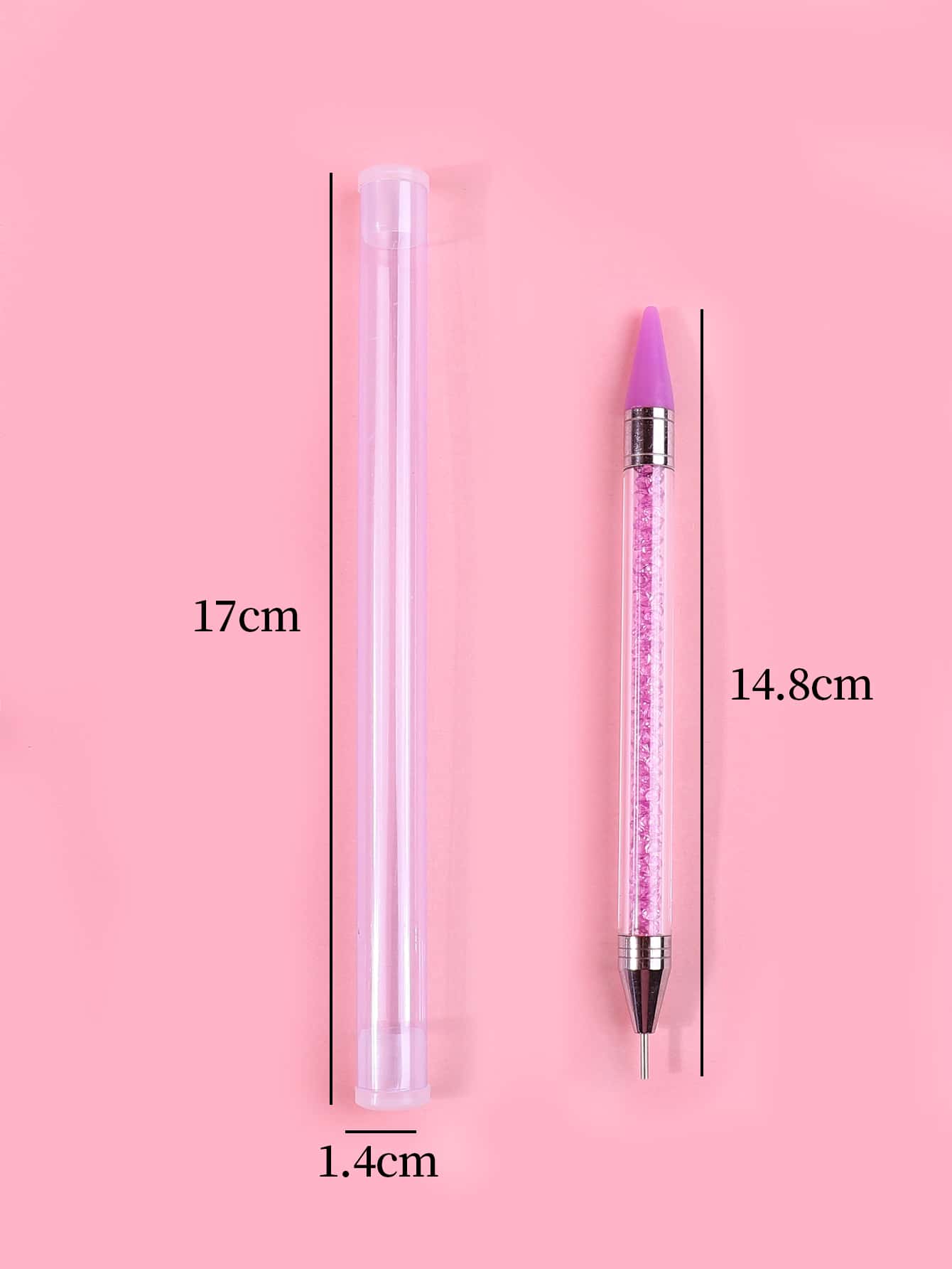 1Pc Nail Art Rhinestone Picker Wax Pen With Self-Adhesive & Dual Heads For Diy Jewelry Making, Purple Dotting Pen Tool Nail Art Tip Dot Paint Manicure