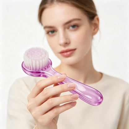 1pc Nail Dust Brush With Curved Handle, Round Large Head Soft Nylon Bristles, Portable Nail Art Tool For Polishing Powder Cleaning