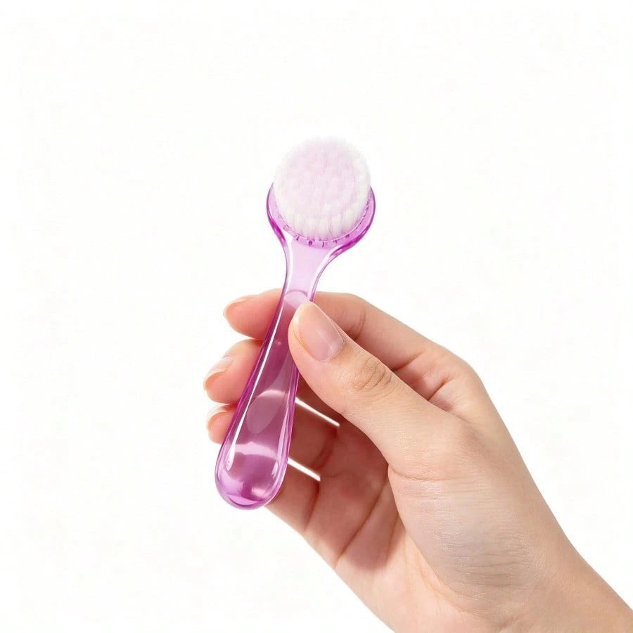 1pc Nail Dust Brush With Curved Handle, Round Large Head Soft Nylon Bristles, Portable Nail Art Tool For Polishing Powder Cleaning