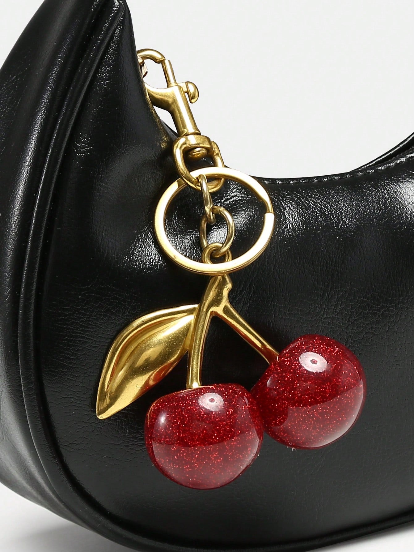 1pc New Fall Fashion Crescent-Shaped Armpit Bag, Cute Cherry Decor, Vintage Style Underarm Pouch, Suitable For Various Occasions