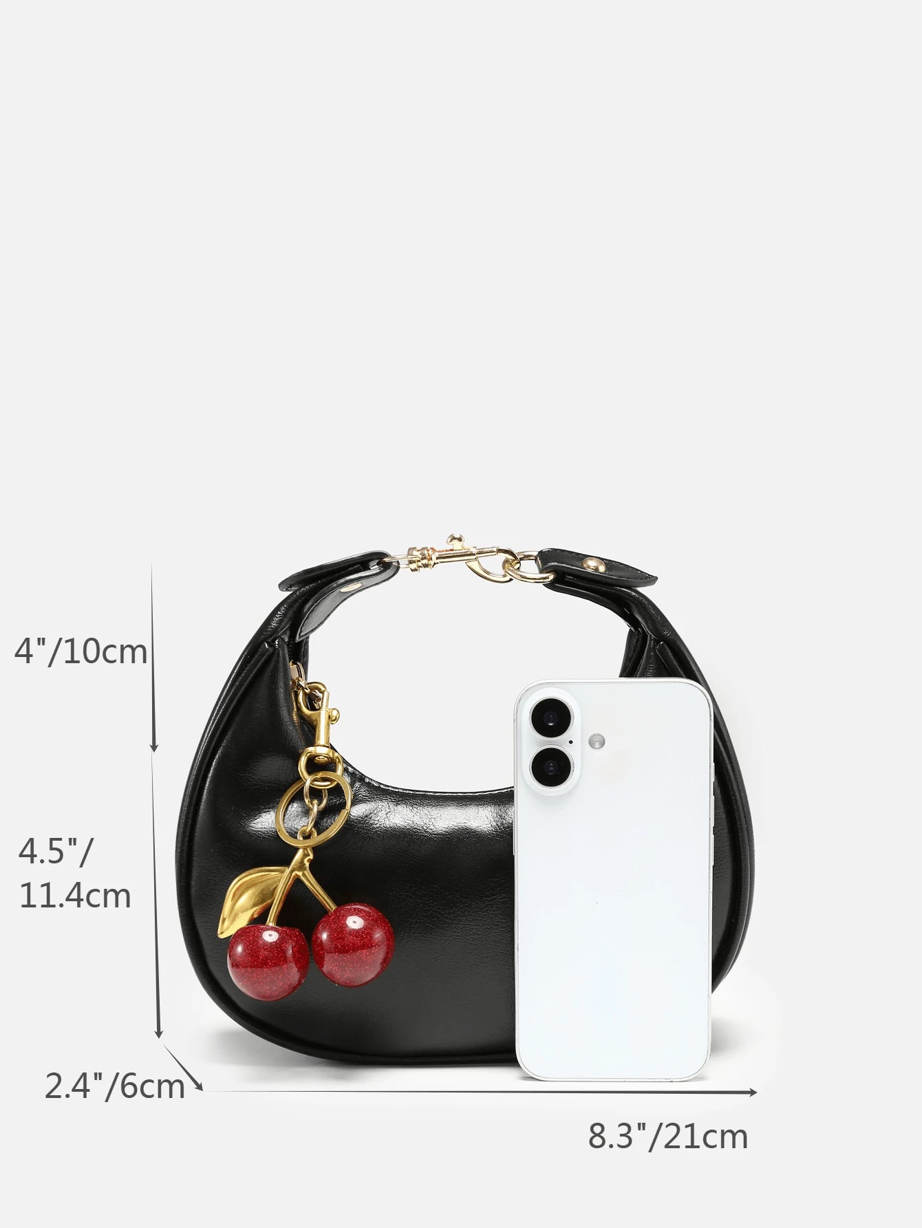 1pc New Fall Fashion Crescent-Shaped Armpit Bag, Cute Cherry Decor, Vintage Style Underarm Pouch, Suitable For Various Occasions