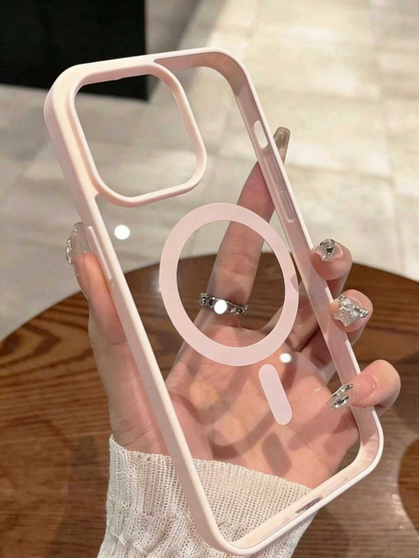 1pc New Solid Color Acrylic Magnetic Pink Phone Case Compatible With Apple 16 Pro Max, 11/12/13/14 Plus, XR/7/8 Plus, 15 Pro Max, 17/17 Ari/17 Pro Max