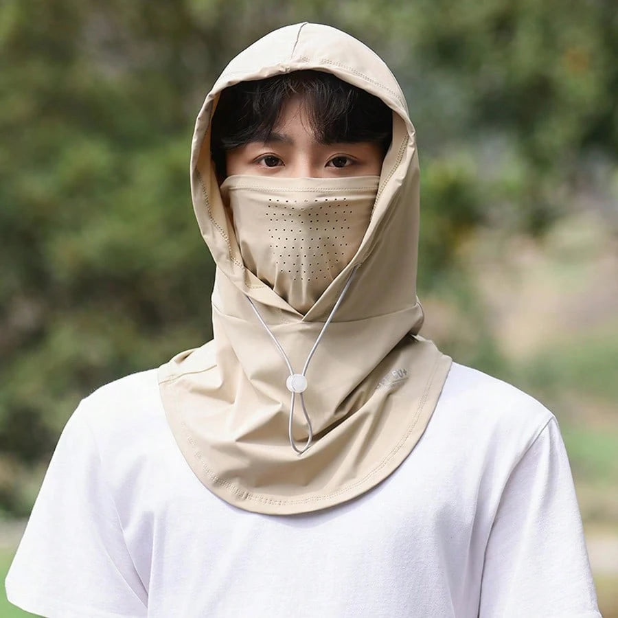 1pc New Style Women's Full Face Sun Protection Mask, Summer 2026 Ice Silk UV Protection, Neck Guard Integrated Sun Hat For Driving And Cycling