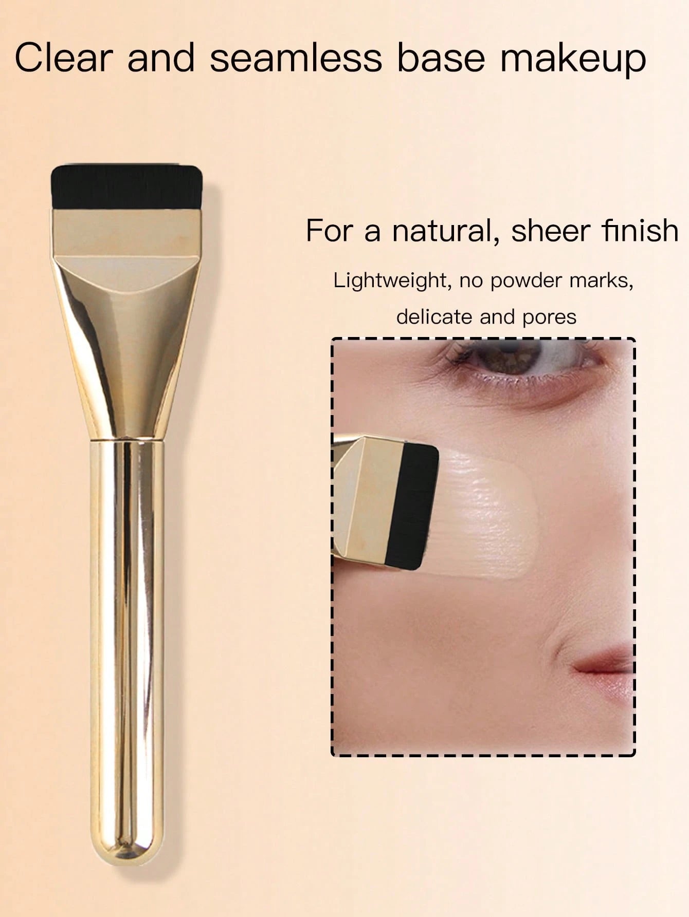 1pc New Ultra-Thin Straight Line Flat Top Foundation/Mask Brush, Makeup Artist Essential Tool, Invisible Seamless, Travel-Friendly,Foundation Brush,Concealer Brush,Blush Brush,Contour Brush,Blush Brus