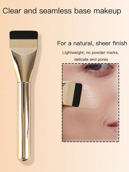 1pc New Ultra-Thin Straight Line Flat Top Foundation/Mask Brush, Makeup Artist Essential Tool, Invisible Seamless, Travel-Friendly,Foundation Brush,Concealer Brush,Blush Brush,Contour Brush,Blush Brus
