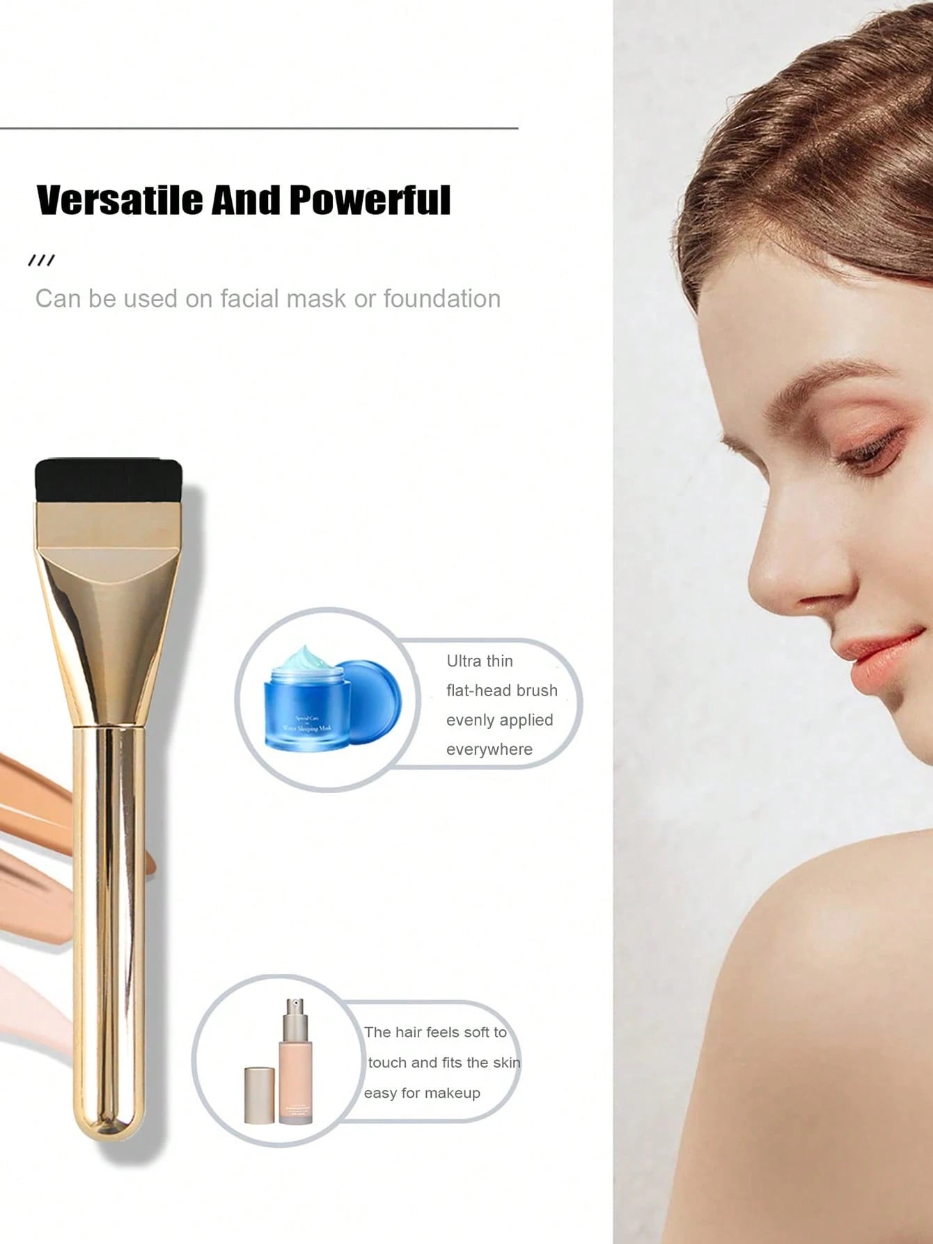 1pc New Ultra-Thin Straight Line Flat Top Foundation/Mask Brush, Makeup Artist Essential Tool, Invisible Seamless, Travel-Friendly,Foundation Brush,Concealer Brush,Blush Brush,Contour Brush,Blush Brus