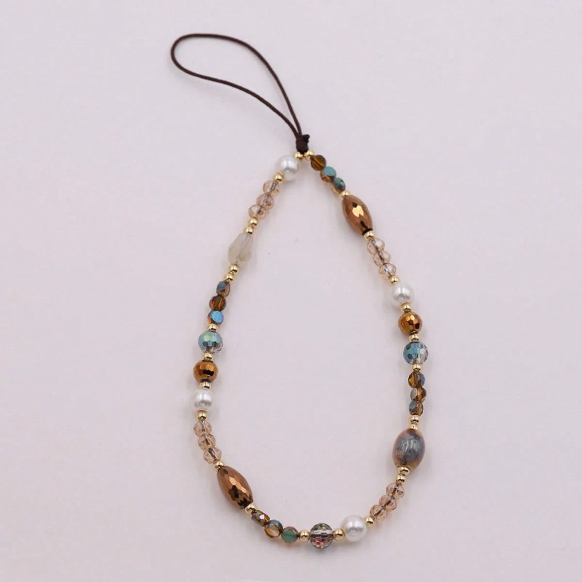 1pc Niche Korean Style Crystal Beaded Phone Chain Wrist Strap, Versatile Anti-Loss Phone Case Charm For Women