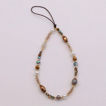 1pc Niche Korean Style Crystal Beaded Phone Chain Wrist Strap, Versatile Anti-Loss Phone Case Charm For Women