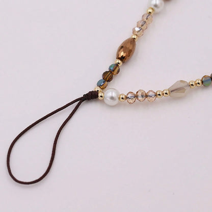 1pc Niche Korean Style Crystal Beaded Phone Chain Wrist Strap, Versatile Anti-Loss Phone Case Charm For Women