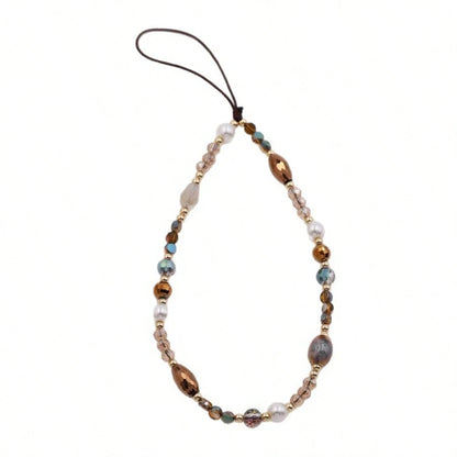 1pc Niche Korean Style Crystal Beaded Phone Chain Wrist Strap, Versatile Anti-Loss Phone Case Charm For Women