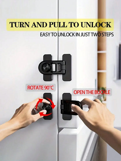 1pc Oven Door Lock, Rotary No-Drill Lock Latch, Child Safety Lock For Kitchen, Microwave Oven