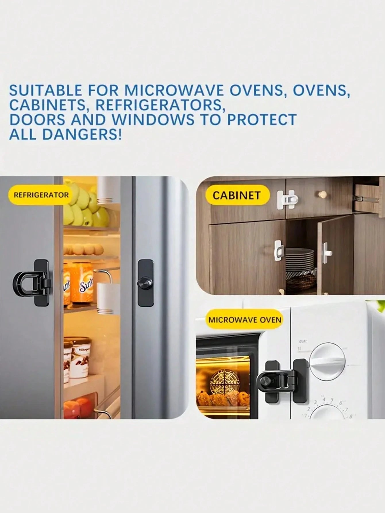 1pc Oven Door Lock, Rotary No-Drill Lock Latch, Child Safety Lock For Kitchen, Microwave Oven