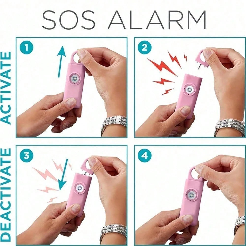 1pc Personal Safety Alarm Keychain For Women, 130dB Emergency SOS Alarm & Self Defense Alarm Keychain, Anti Assault Personal Siren Device With LED Flashing Light