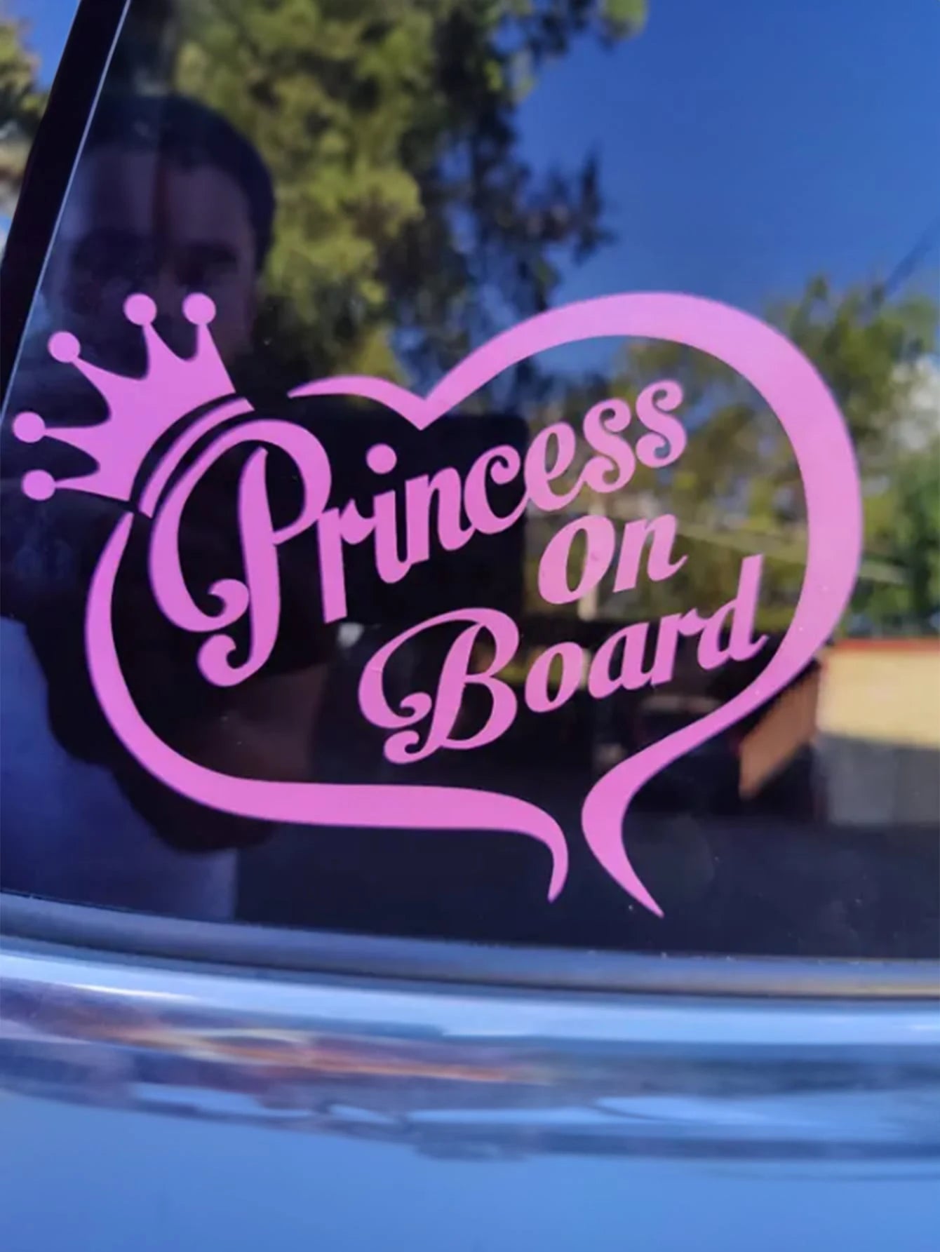 1pc Personalized Pink/Red/Black/White Heart Shaped Princess Car Exterior Decoration Sticker, Scratch Cover, Warning Sign Cover For Universal Car Models
