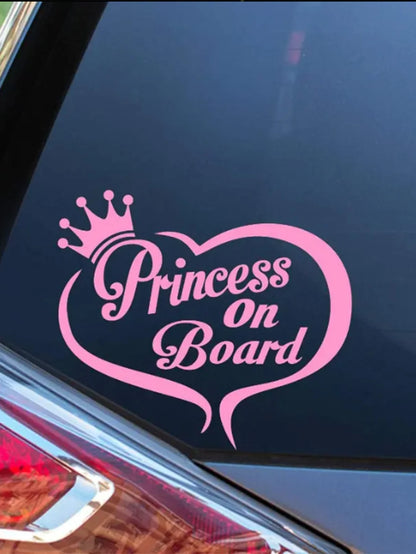 1pc Personalized Pink/Red/Black/White Heart Shaped Princess Car Exterior Decoration Sticker, Scratch Cover, Warning Sign Cover For Universal Car Models