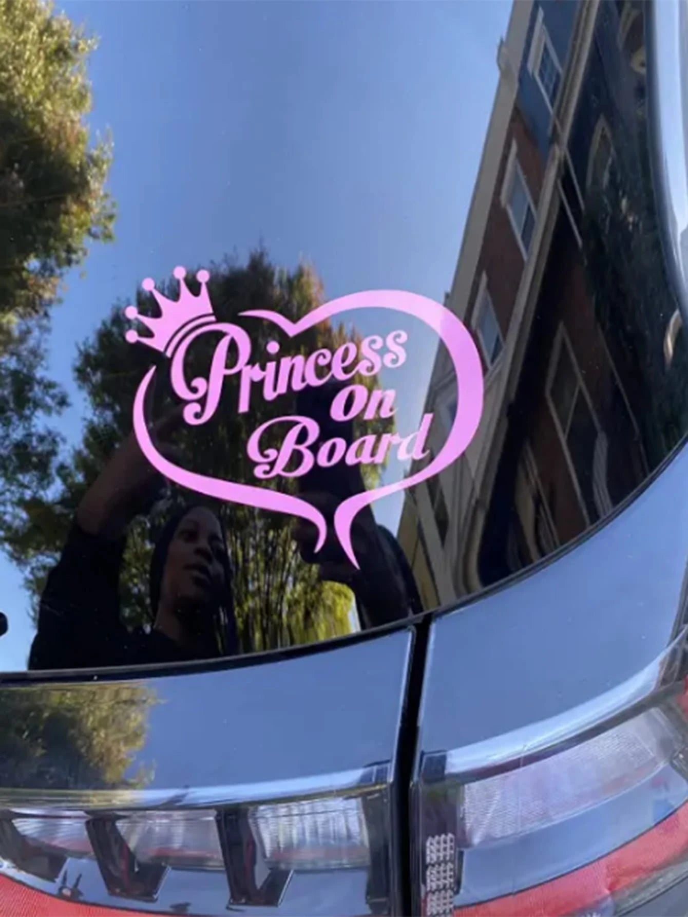 1pc Personalized Pink/Red/Black/White Heart Shaped Princess Car Exterior Decoration Sticker, Scratch Cover, Warning Sign Cover For Universal Car Models