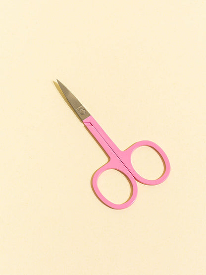 1pc Pink Handle Eyebrow Scissors, High Quality Nose Hair Trimmer, Facial Beauty Scissors For Brows, Ladies Eyelash Trimmer, Stainless Steel Brow & Beard Scissors, Handmade DIY Tool, Grooming Beauty Ma