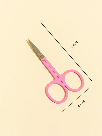 1pc Pink Handle Eyebrow Scissors, High Quality Nose Hair Trimmer, Facial Beauty Scissors For Brows, Ladies Eyelash Trimmer, Stainless Steel Brow & Beard Scissors, Handmade DIY Tool, Grooming Beauty Ma