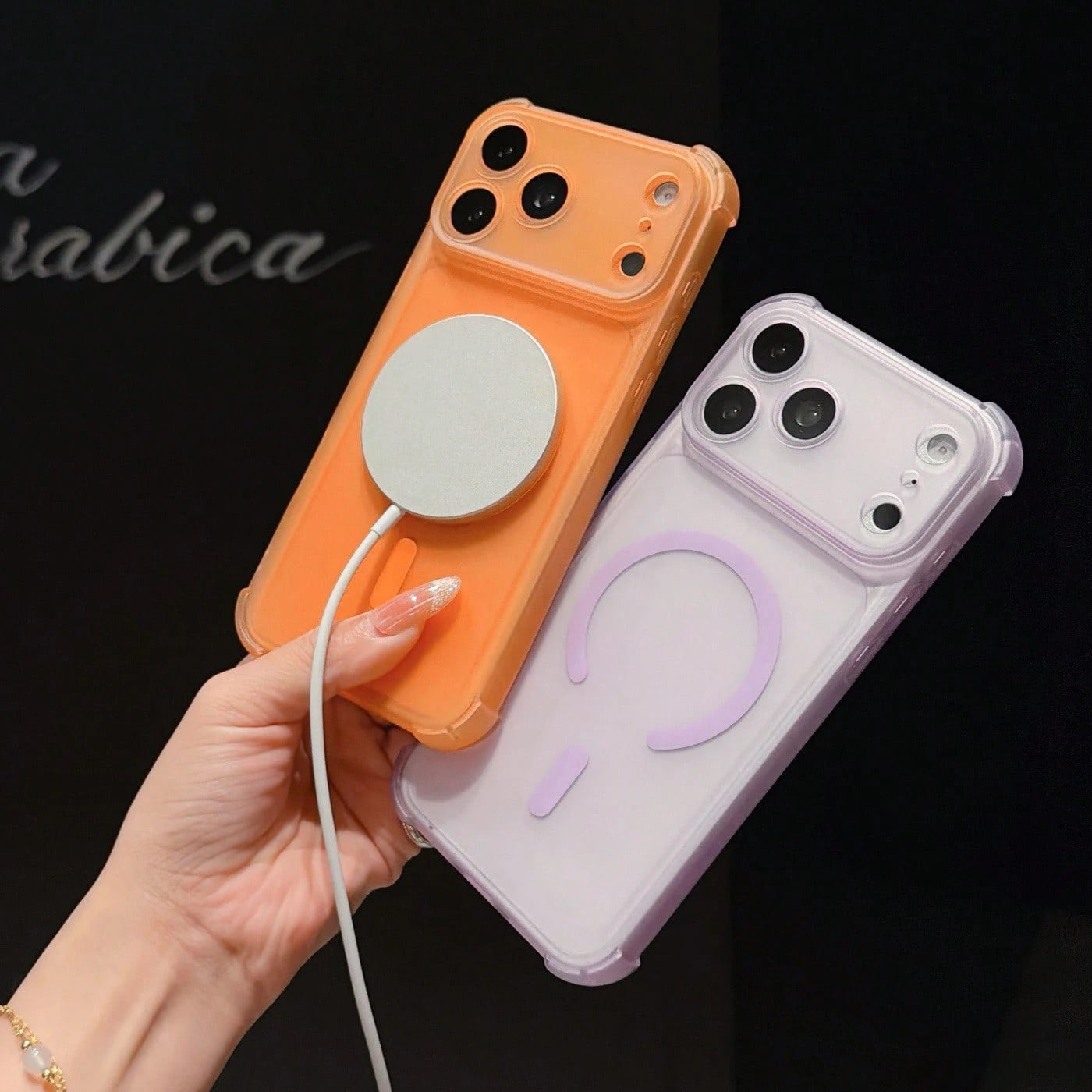 1pc Pink Magnetic Large Window Frosted Matte Four-Corner Airbag Shockproof Full Coverage Colorful Semi-Transparent Skin-Feel Ultra-Thin TPU Precision Hole Minimalist Phone Case Compatible With Apple 1