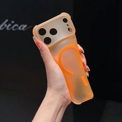 1pc Pink Magnetic Large Window Frosted Matte Four-Corner Airbag Shockproof Full Coverage Colorful Semi-Transparent Skin-Feel Ultra-Thin TPU Precision Hole Minimalist Phone Case Compatible With Apple 1