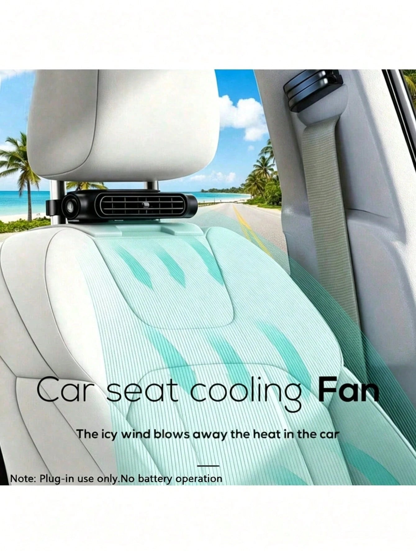 1pc Portable Car Seat Fan, USB Powered 3-Speed Adjustable Cooling For Pillow And Seat Back, Comfortable Design Suitable For All Vehicles, No Battery Required, For Driver And Passenger, For Summer And