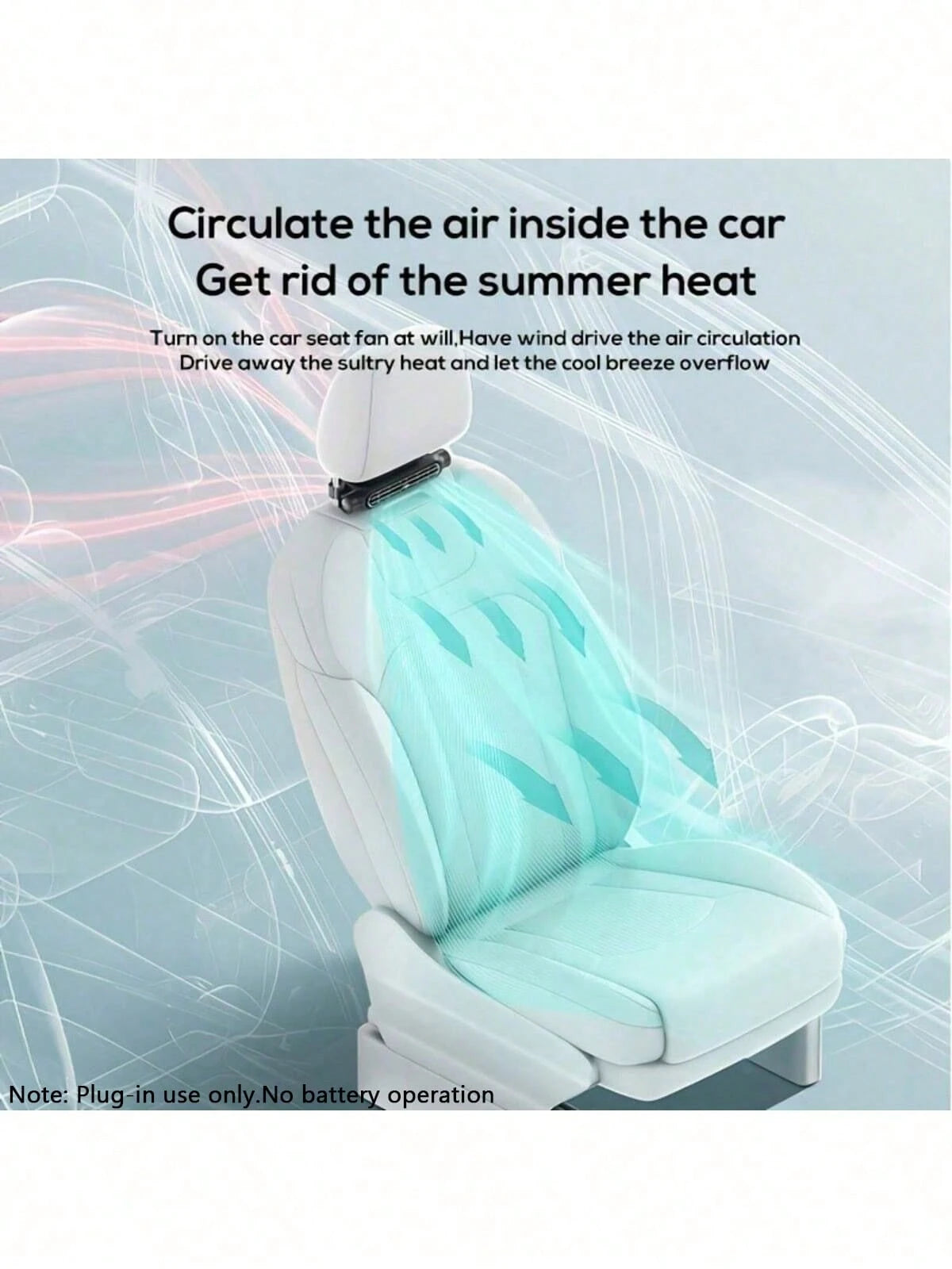 1pc Portable Car Seat Fan, USB Powered 3-Speed Adjustable Cooling For Pillow And Seat Back, Comfortable Design Suitable For All Vehicles, No Battery Required, For Driver And Passenger, For Summer And