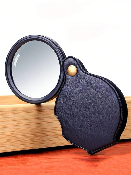 1pc Portable Folding 10X Magnifier, Mini Pocket Magnifying Glass, High-Quality Leather Case Protector, Durable, Suitable For Elderly, Students, Reading, Precise Work, Includes Protective Case, Ideal F
