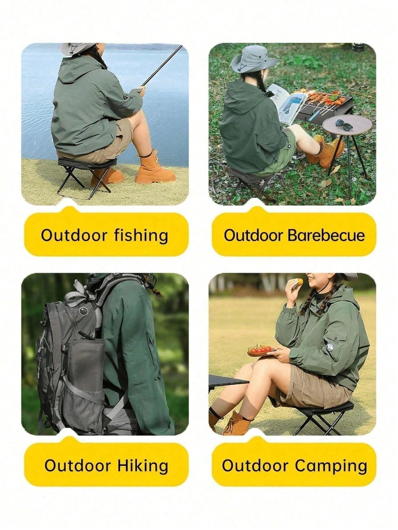 1pc Portable Folding Stool, Lightweight Foldable Outdoor Camping Fishing Stool, Suitable For High-Speed Rail Queueing, Home Shoe Changing, Art Students, Sturdy And Durable, Multiple Colors Available
