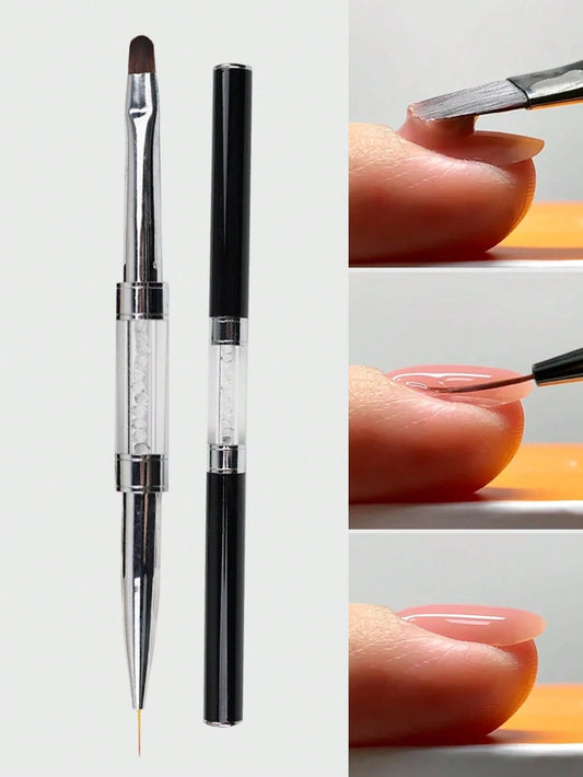 1Pc Professional Dual-Ended Nail Construction Design Brush Nail Liner French Tip Extension Pen Nail Art Tools