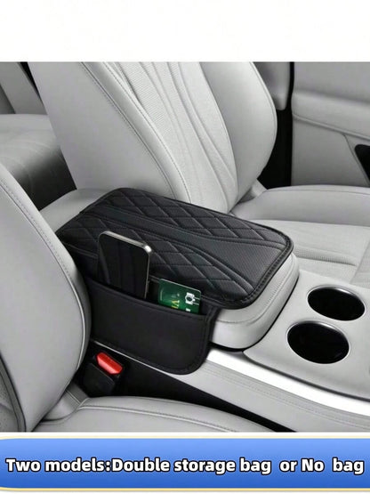 1pc PU Leather Car Armrest Box Mat, Wear-Resistant, Durable, Scratch-Resistant, Easy To Install And Clean,Two Models Are Available: Double-Sided Storage Pockets And No Pockets, 13in X 7.48in, Suitable