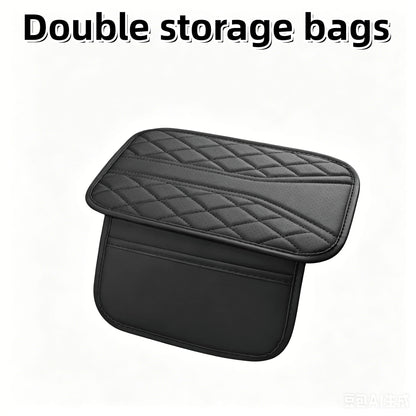 1pc PU Leather Car Armrest Box Mat, Wear-Resistant, Durable, Scratch-Resistant, Easy To Install And Clean,Two Models Are Available: Double-Sided Storage Pockets And No Pockets, 13in X 7.48in, Suitable