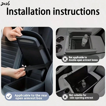 1pc PU Leather Car Armrest Box Mat, Wear-Resistant, Durable, Scratch-Resistant, Easy To Install And Clean,Two Models Are Available: Double-Sided Storage Pockets And No Pockets, 13in X 7.48in, Suitable