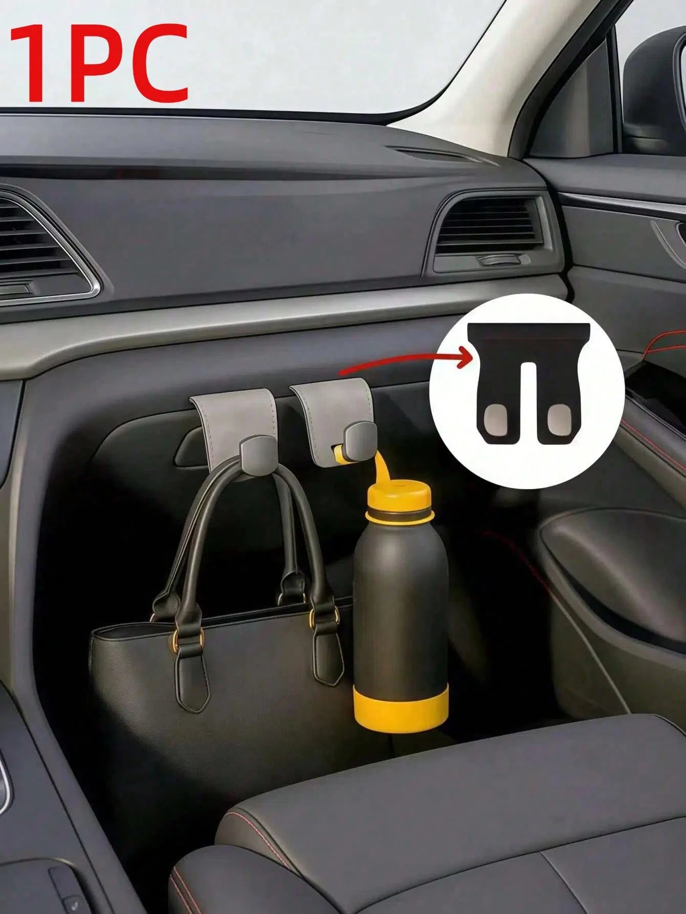 1pc PU Leather Passenger Seat Storage Hook, Soft Lining Organizer, Space-Saving Car Interior Accessory, Versatile Glove Box Hanging Hook, Essential For Road Trips