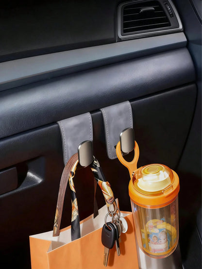 1pc PU Leather Passenger Seat Storage Hook, Soft Lining Organizer, Space-Saving Car Interior Accessory, Versatile Glove Box Hanging Hook, Essential For Road Trips