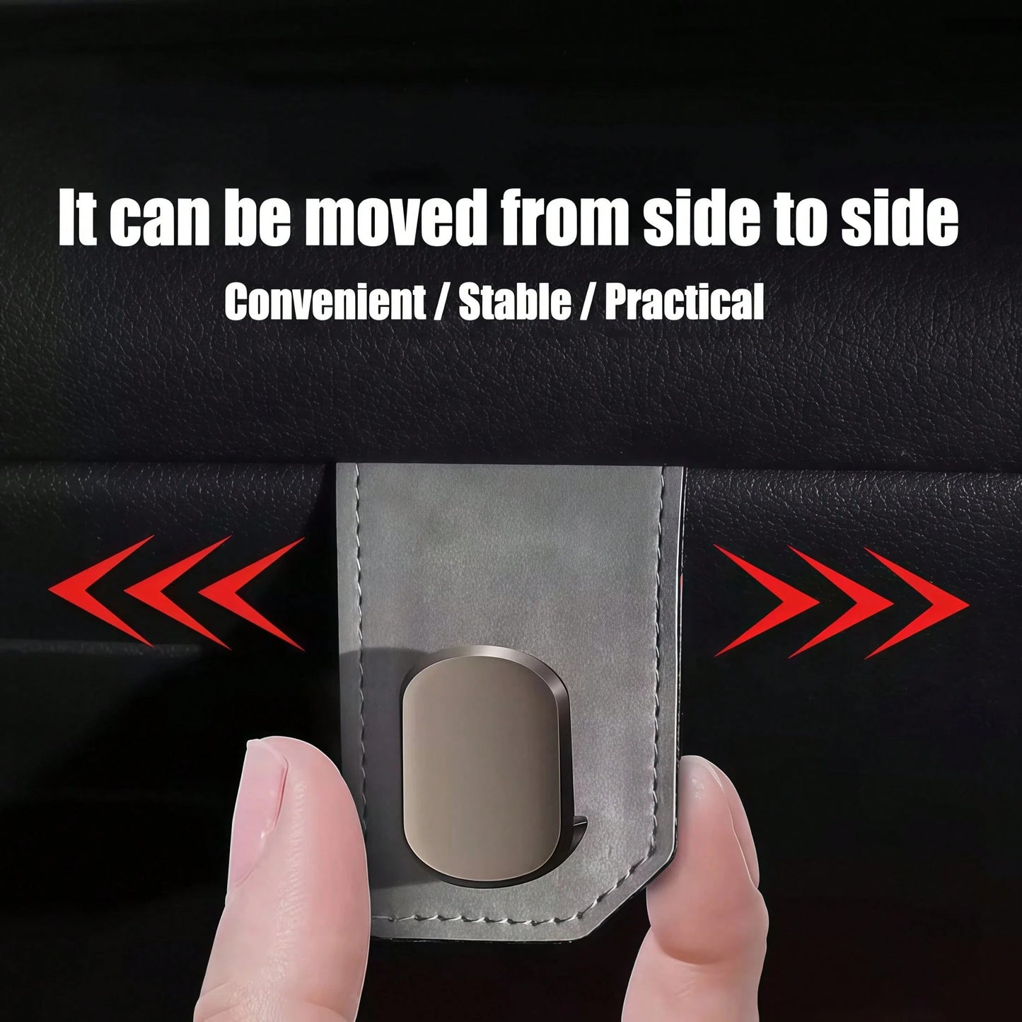 1pc PU Leather Passenger Seat Storage Hook, Soft Lining Organizer, Space-Saving Car Interior Accessory, Versatile Glove Box Hanging Hook, Essential For Road Trips