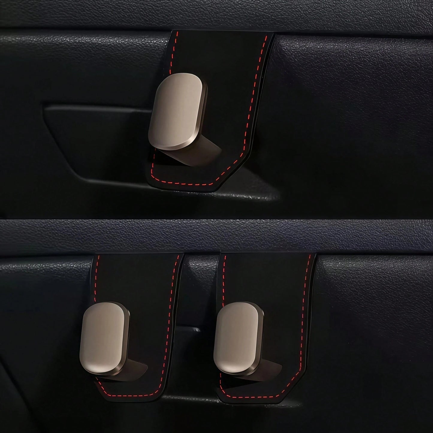 1pc PU Leather Passenger Seat Storage Hook, Soft Lining Organizer, Space-Saving Car Interior Accessory, Versatile Glove Box Hanging Hook, Essential For Road Trips
