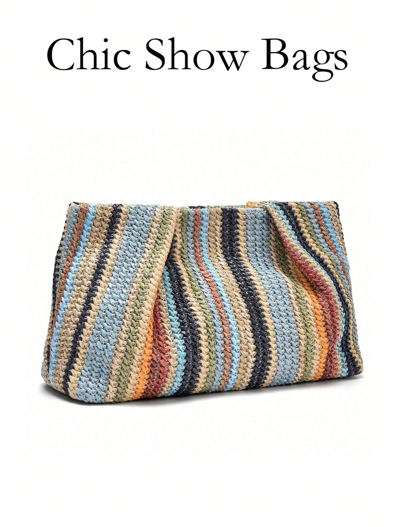 1pc Rainbow Color Woven Clutch Bag, Minimalist & Fashionable, Suitable For Casual/Daily Use